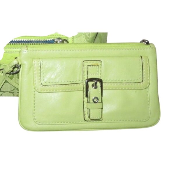 Coach 2010 Lime Green Penelope Signature Canvas Hobo & Matching Leather Wristlet - Picture 11 of 14
